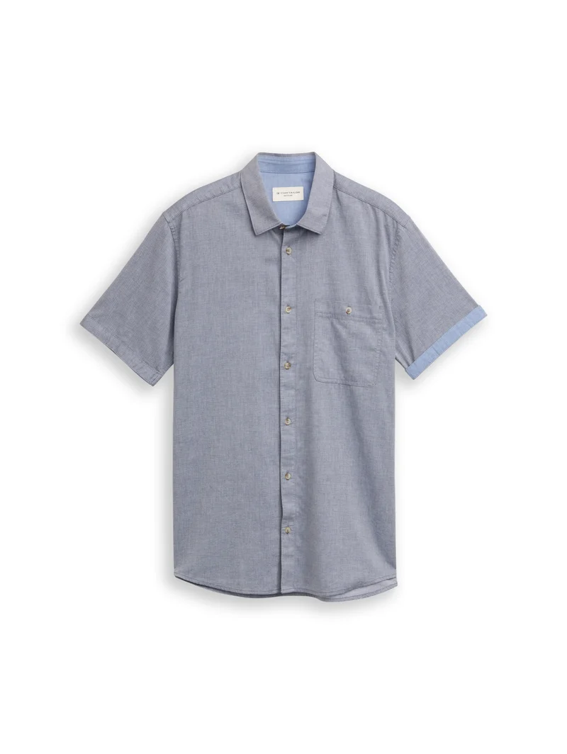 structured slubyarn shirt, navy blue horizontal structure