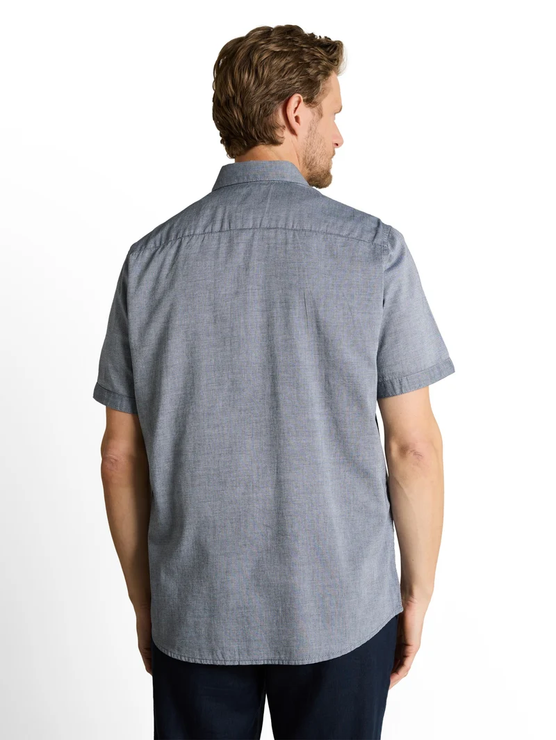 structured slubyarn shirt, navy blue horizontal structure