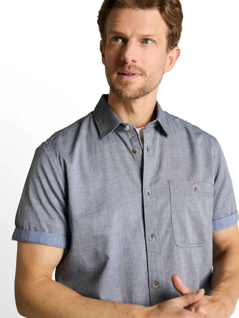 structured slubyarn shirt, navy blue horizontal structure