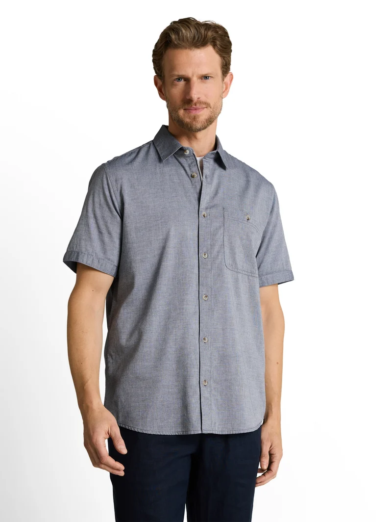 structured slubyarn shirt, navy blue horizontal structure