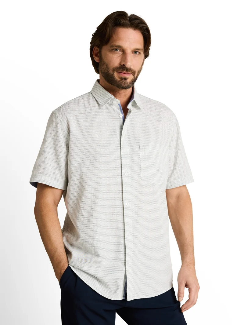structured shirt, gardenia white dot structure