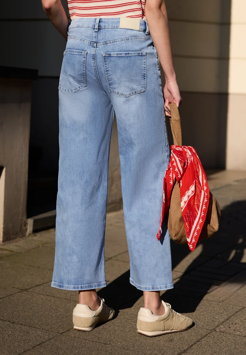 QR Studio Style Wide Leg Cropp, light blue wash