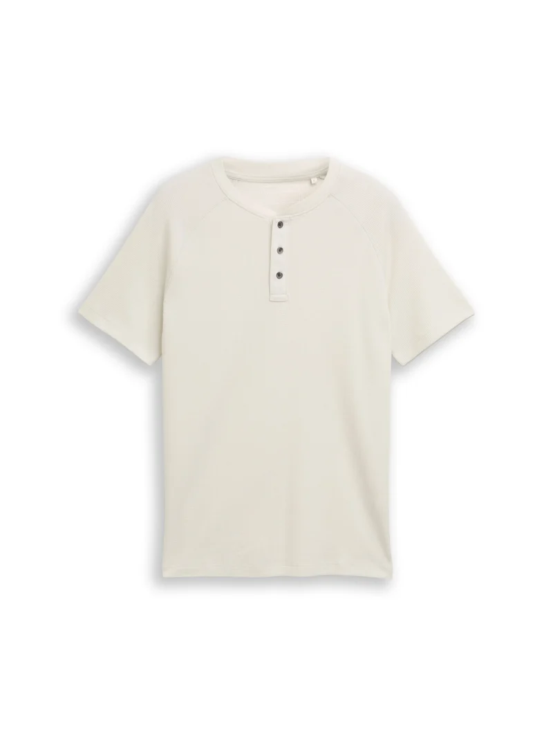 structured raglan henley, greyish white