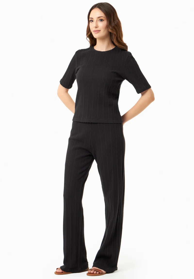 Jacquard Rib Top mit 1/2 Arm