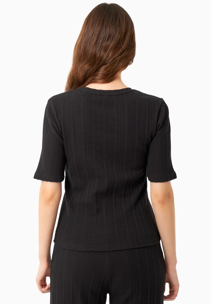Jacquard Rib Top mit 1/2 Arm