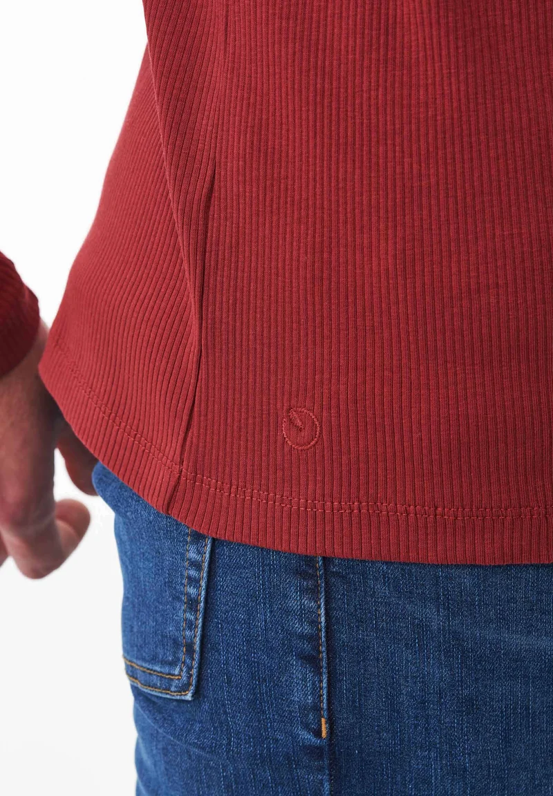 Geripptes Henley Langarmshirt aus Bio-Baumwolle