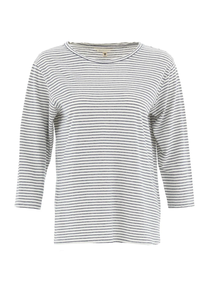 3/4 Arm Shirt aus Bio-Baumwolle und Leinen