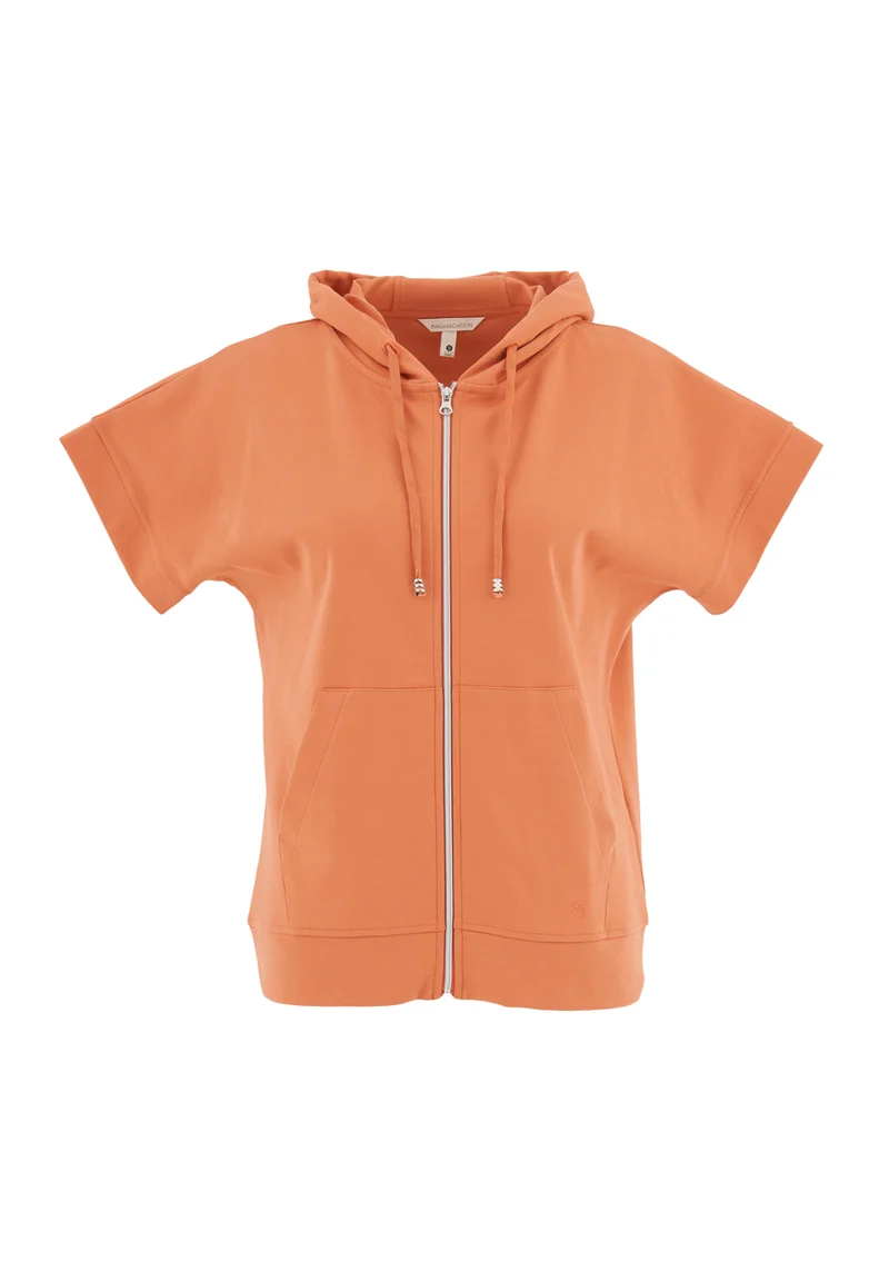 Leichte Full-Zip Kurzarm-Hoodie aus Bio-Baumwolle