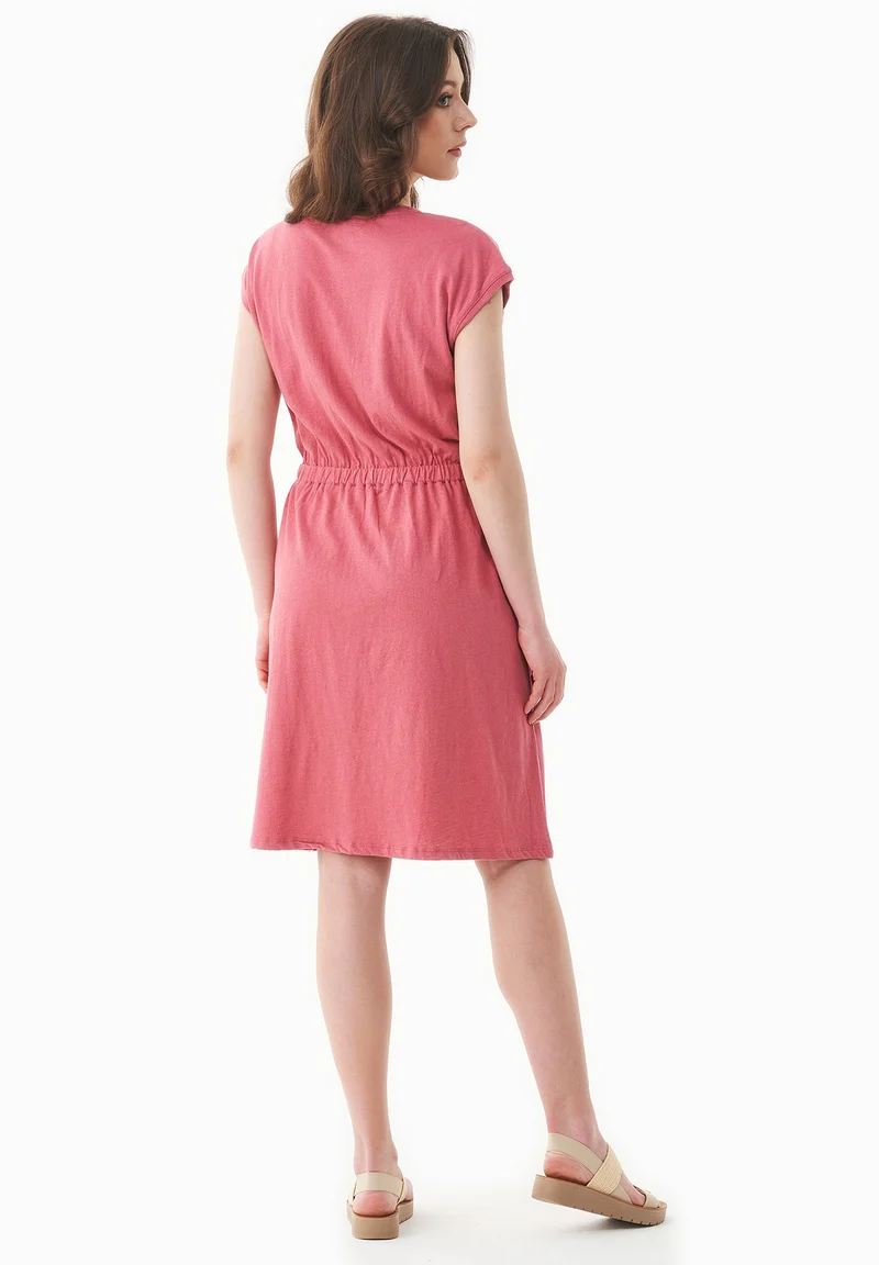 Jerseykleid aus Bio-Baumwolle und Leinen