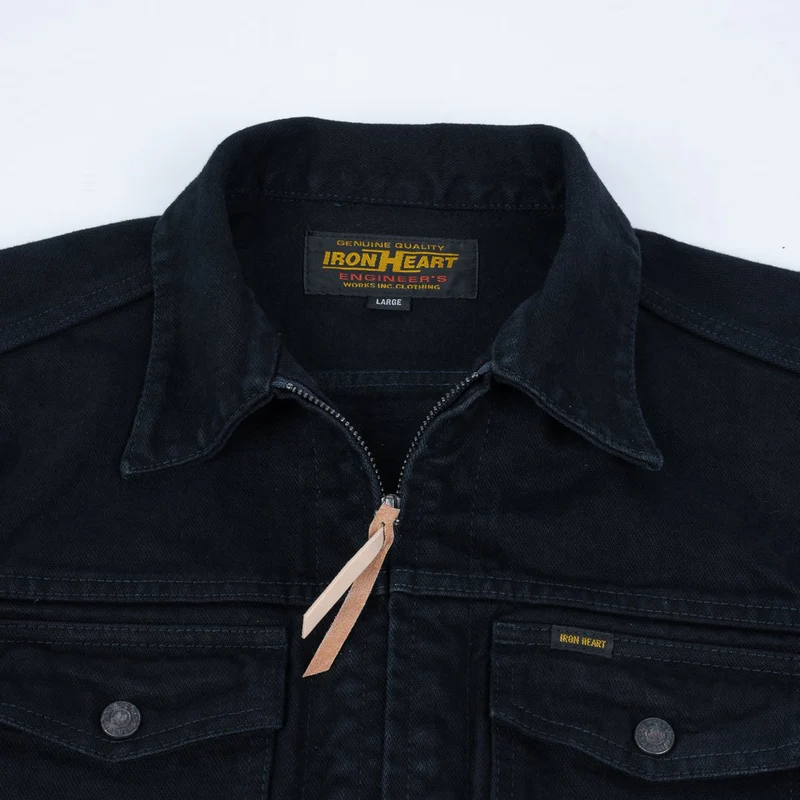 IHJ-123-OD 14 oz. Broken Twill Selvedge Denim Work Jacket Indigo Overdyed Black