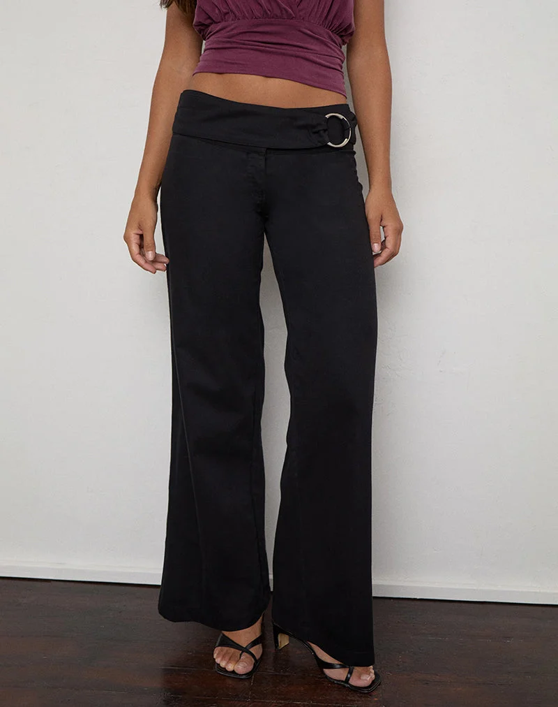 Falitasa-Hose aus schwarzem Twill mit Schnalle