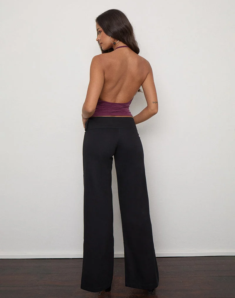 Falitasa-Hose aus schwarzem Twill mit Schnalle
