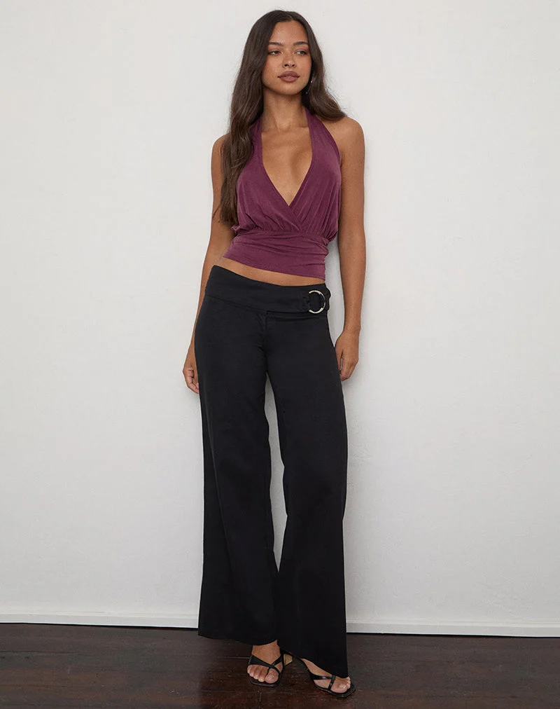 Falitasa-Hose aus schwarzem Twill mit Schnalle