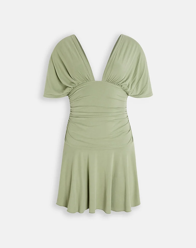 Sunmi Minikleid aus Cupro in der Farbe „Sage“