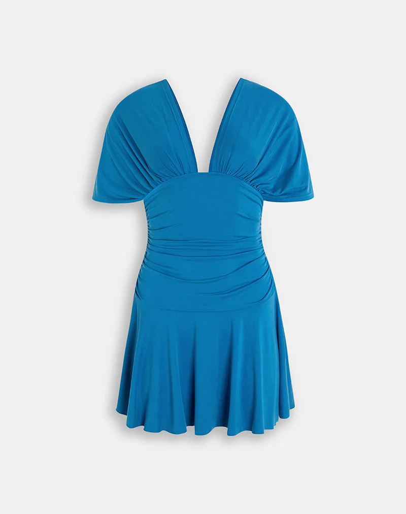 Sunmi Minikleid aus Cupro in Dunkel-Königsblau