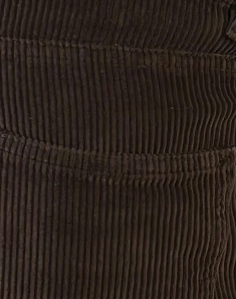 Parallel-Hose mit niedriger Leibhöhe aus Cord in Schokoladenbraun