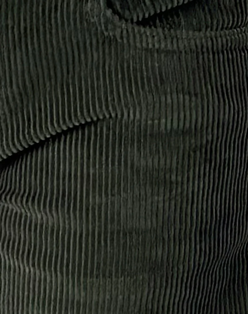 Parallel-Hose mit niedriger Leibhöhe aus grünem Cord