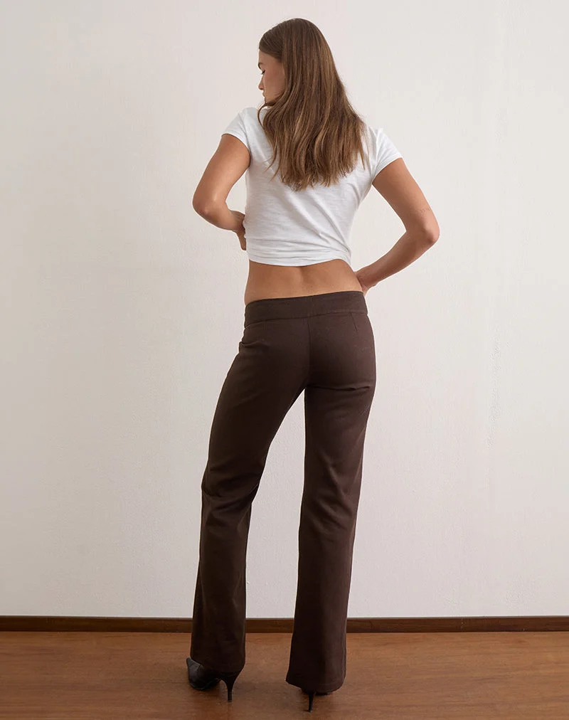 Vanla Flare-Hose aus braunem, geschliffenem Twill