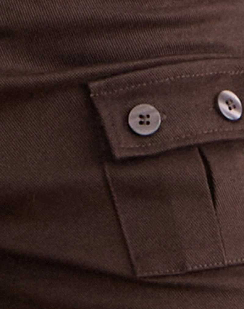 Vanla Flare-Hose aus braunem, geschliffenem Twill