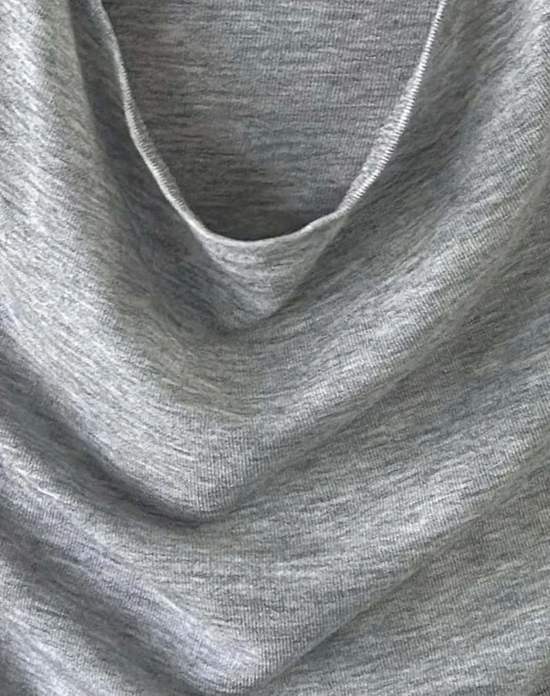 Miri Langarm-Haltertop mit Cowl-Ausschnitt in Jersey-Grau