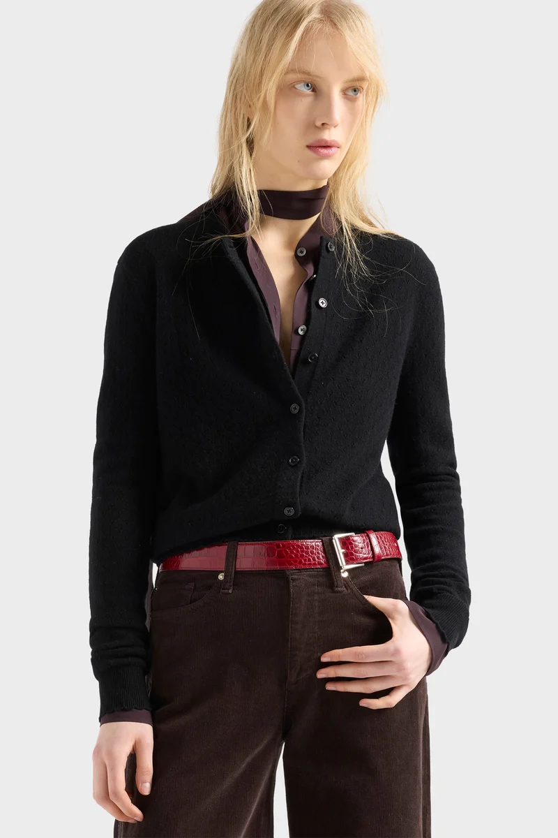 POINTELLE CARDIGAN in Cashmere Coal