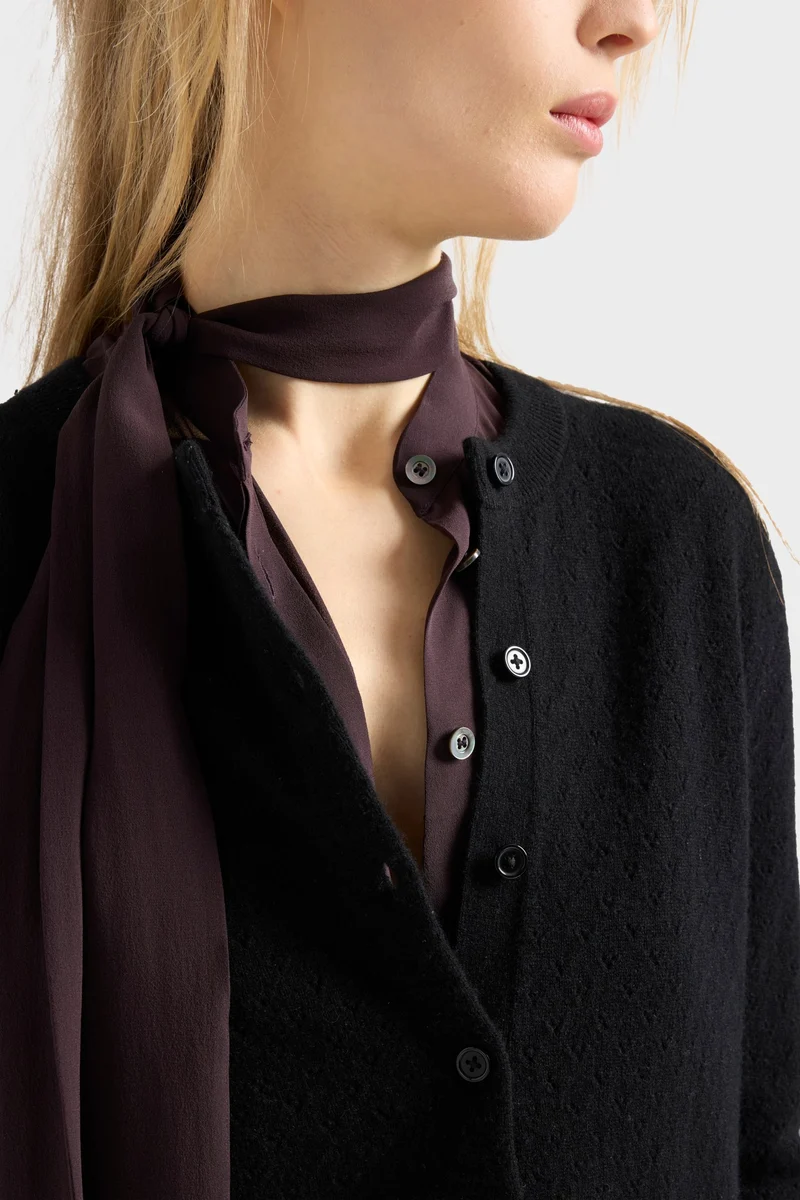 POINTELLE CARDIGAN in Cashmere Coal