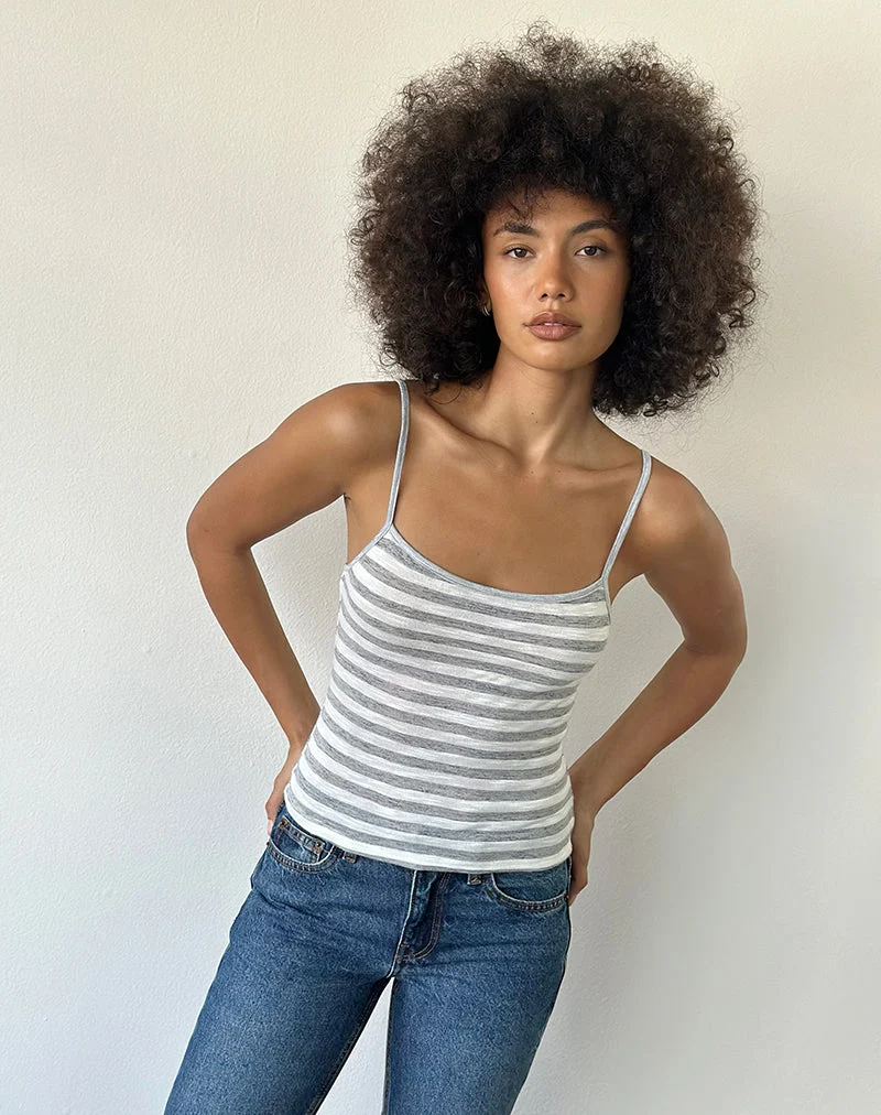 Jasila-Weste aus transparentem Jersey mit grauen und weißen Streifen