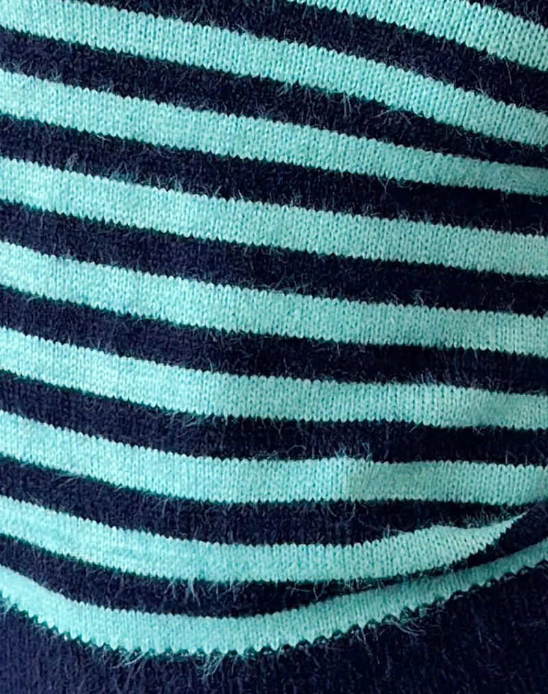 Zalo-Pullover aus Strick mit Streifen in Hellblau und Marineblau