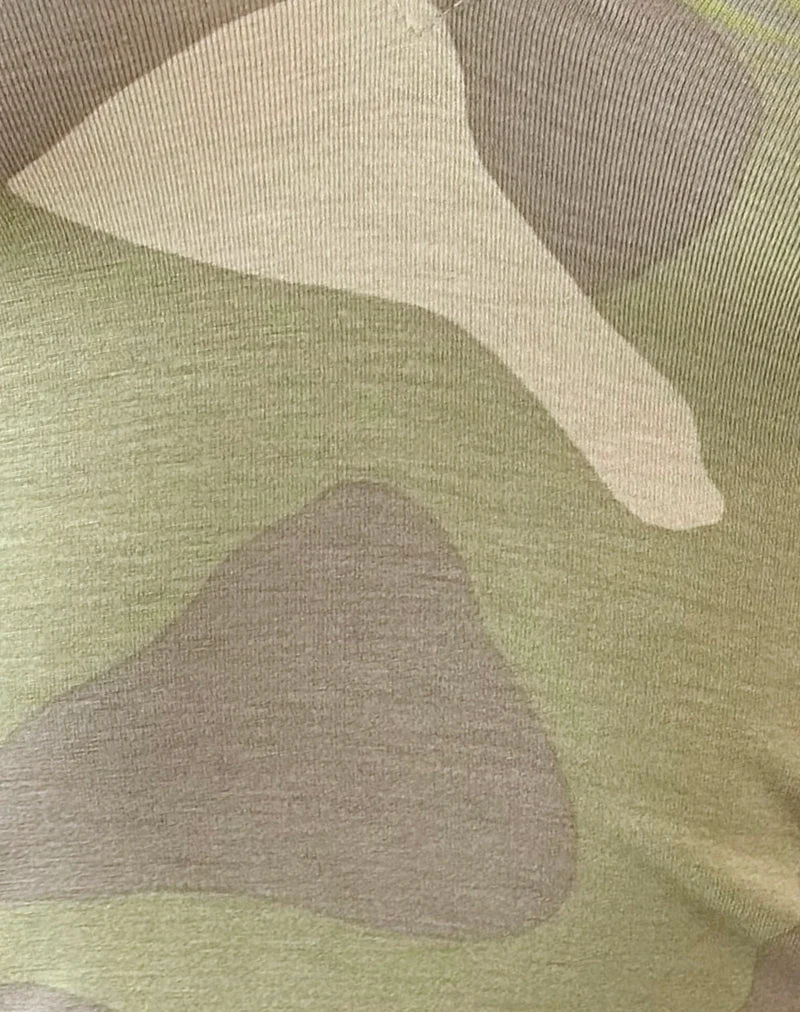 Ciel Deep-V-Top in Blurry Camo Khaki