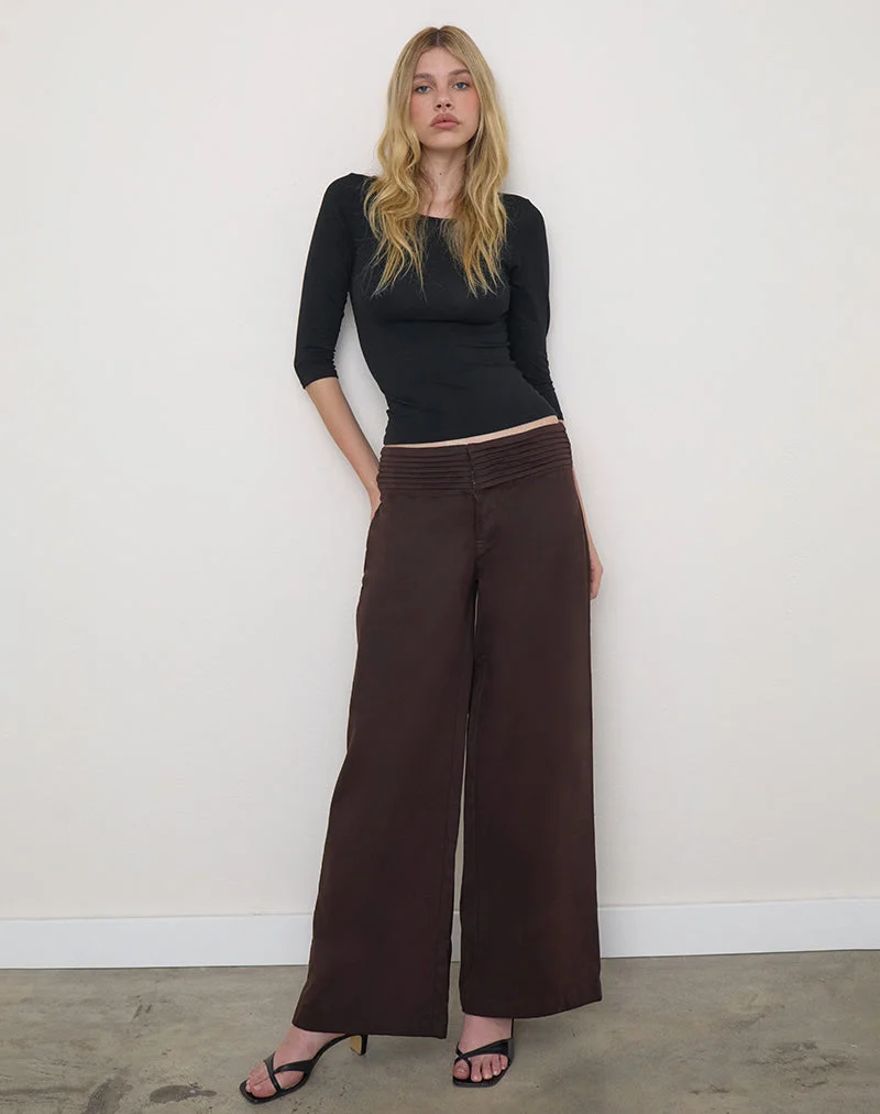 Hose „Sadasi“ aus Twill in der Farbe „Bitter Chocolate“