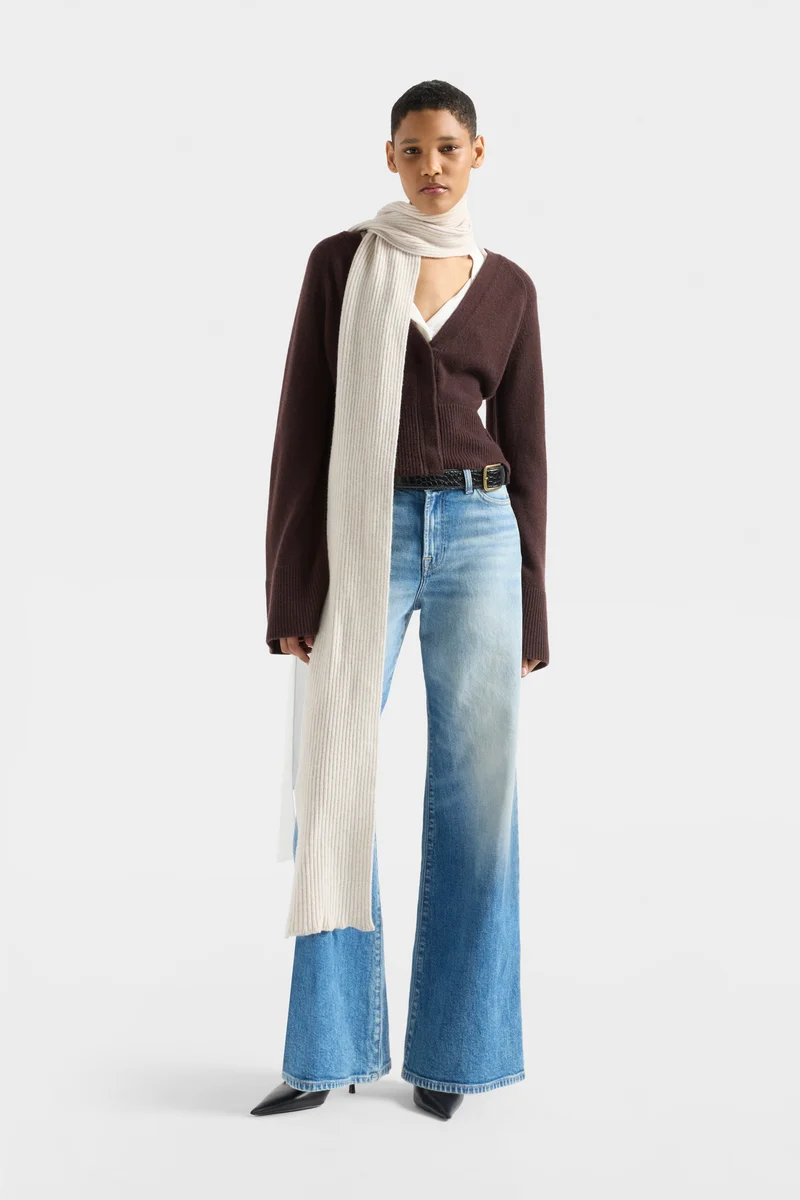 LARGE RIB CARDIGAN in Cashmere Coffee Bean