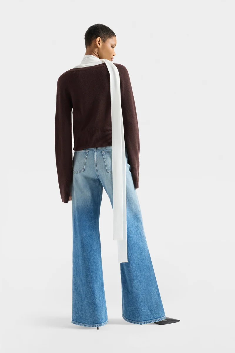 LARGE RIB CARDIGAN in Cashmere Coffee Bean