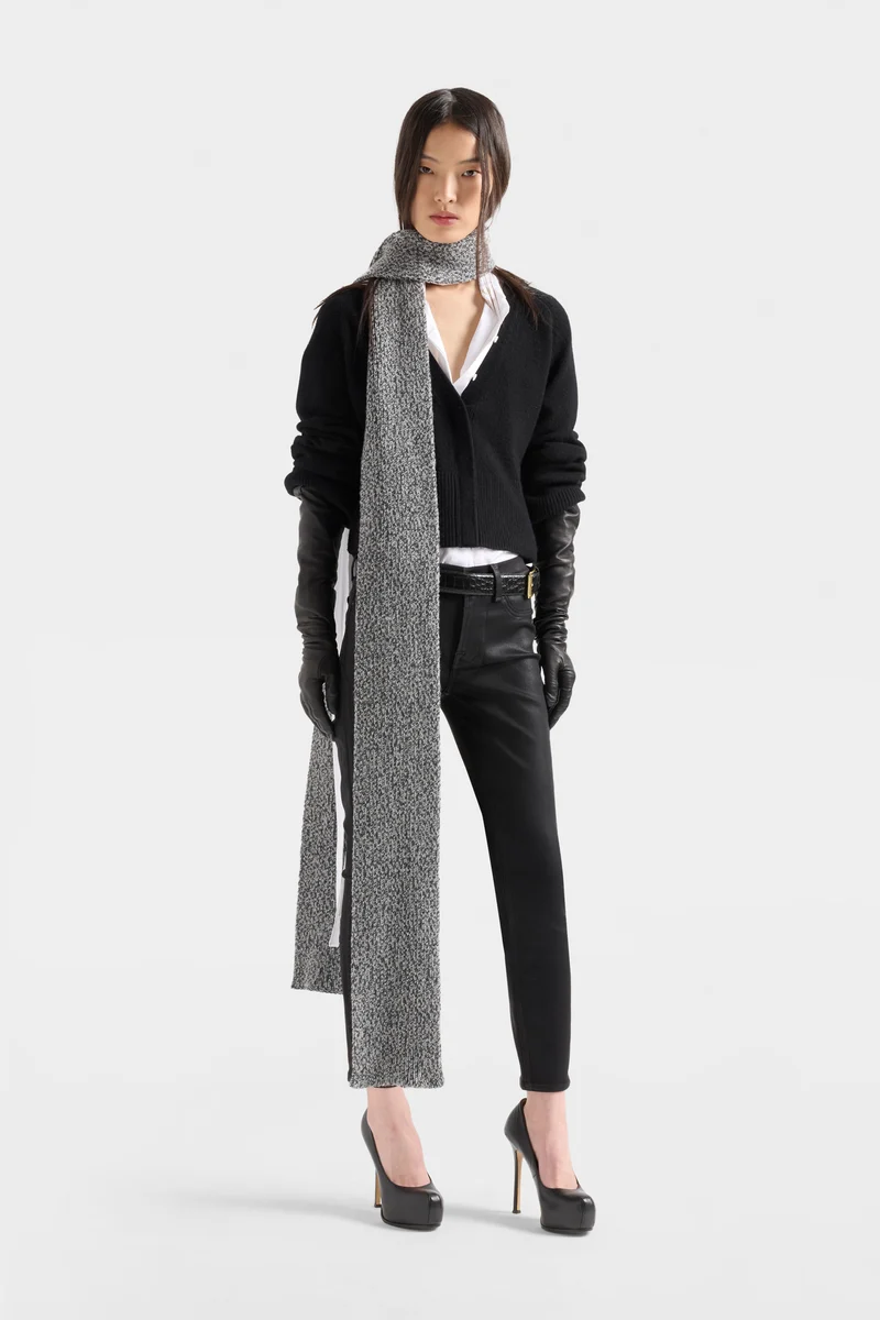 LARGE RIB CARDIGAN in Cashmere Coal