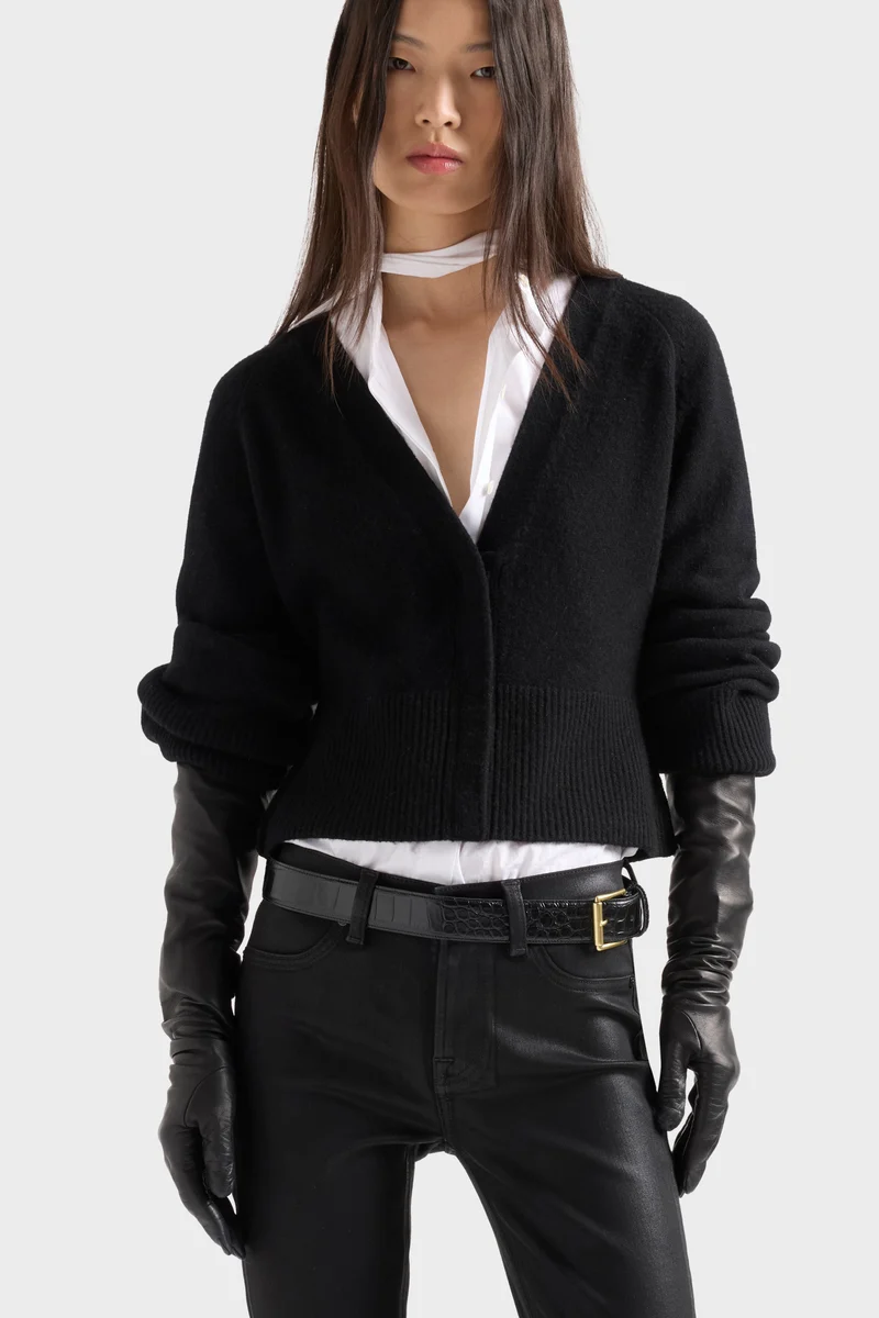 LARGE RIB CARDIGAN in Cashmere Coal