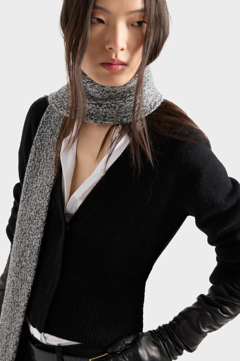 LARGE RIB CARDIGAN in Cashmere Coal