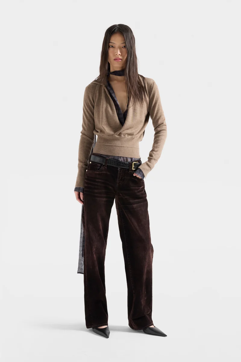 DOUBLE RIB POLO SWEATER in Cashmere Sandcastle