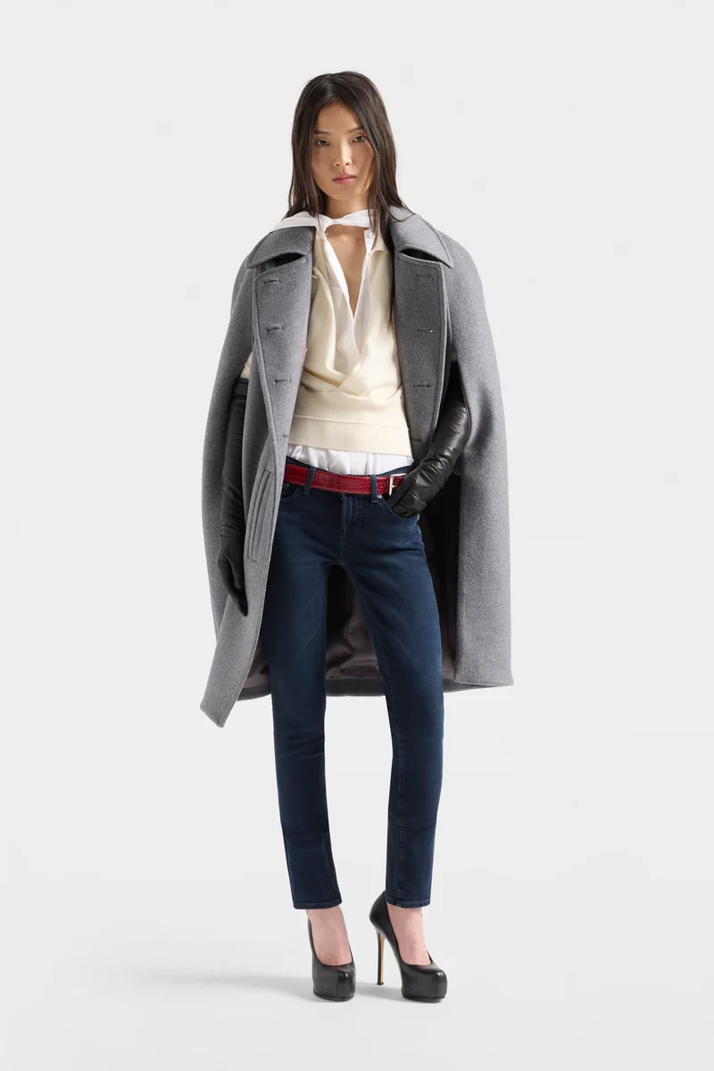 DOUBLE RIB POLO SWEATER in Cashmere White