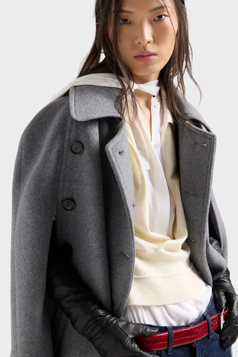 DOUBLE RIB POLO SWEATER in Cashmere White