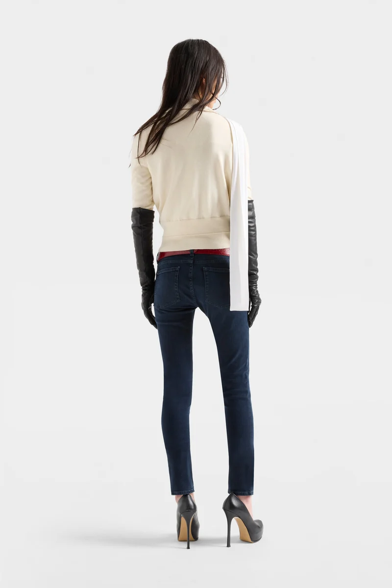 DOUBLE RIB POLO SWEATER in Cashmere White