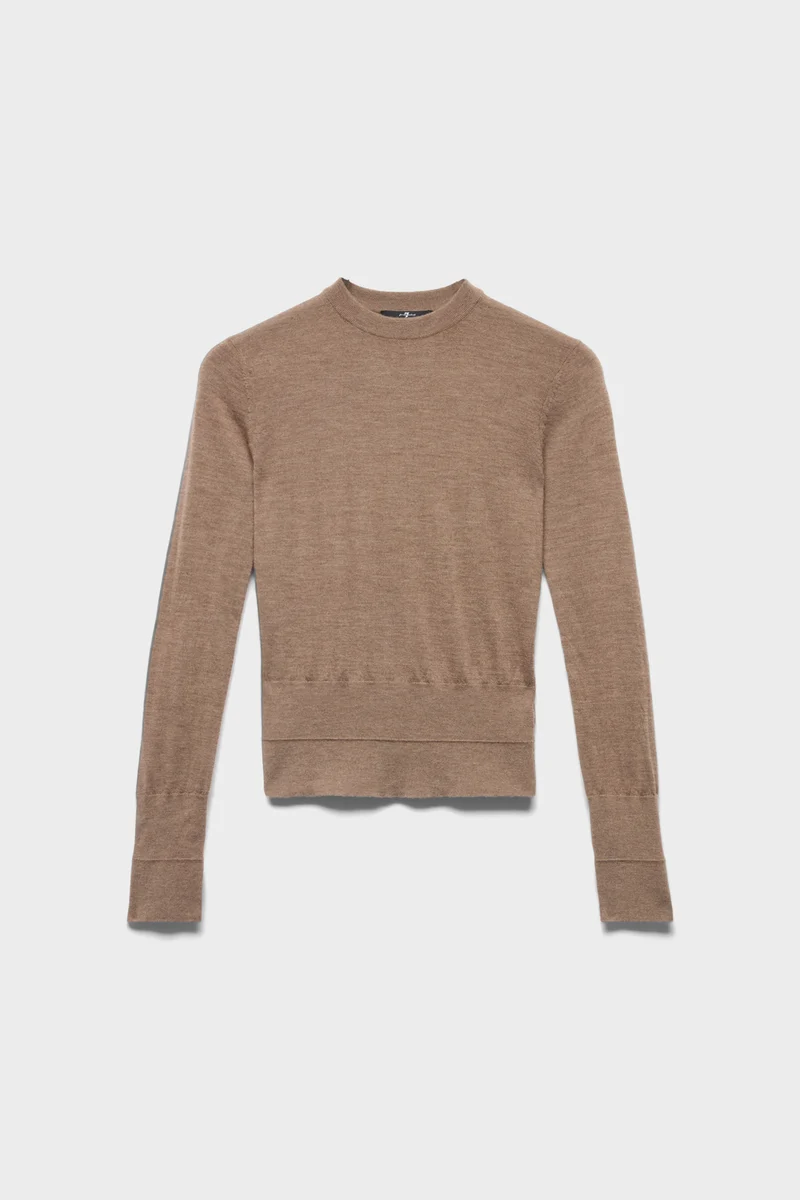 DOUBLE RIB CREWNECK SWEATER in Cashmere Sandcastle