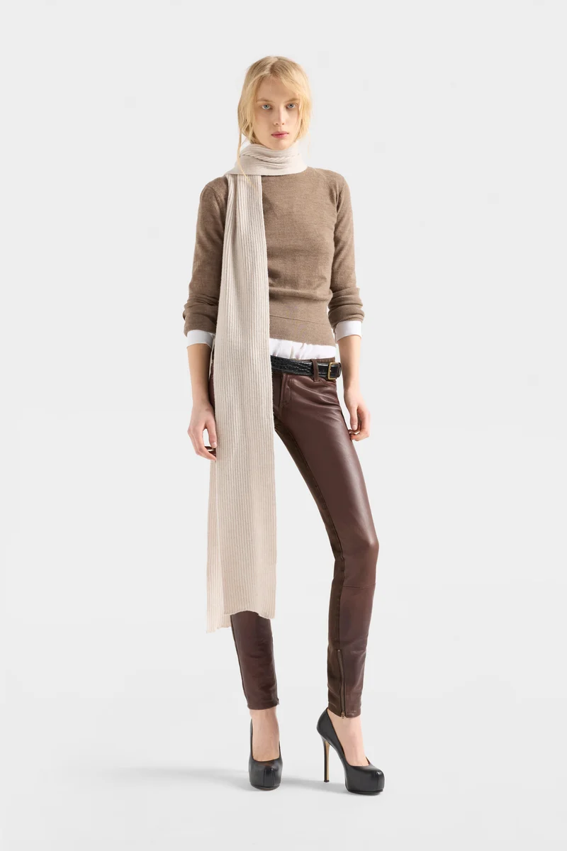 DOUBLE RIB CREWNECK SWEATER in Cashmere Sandcastle