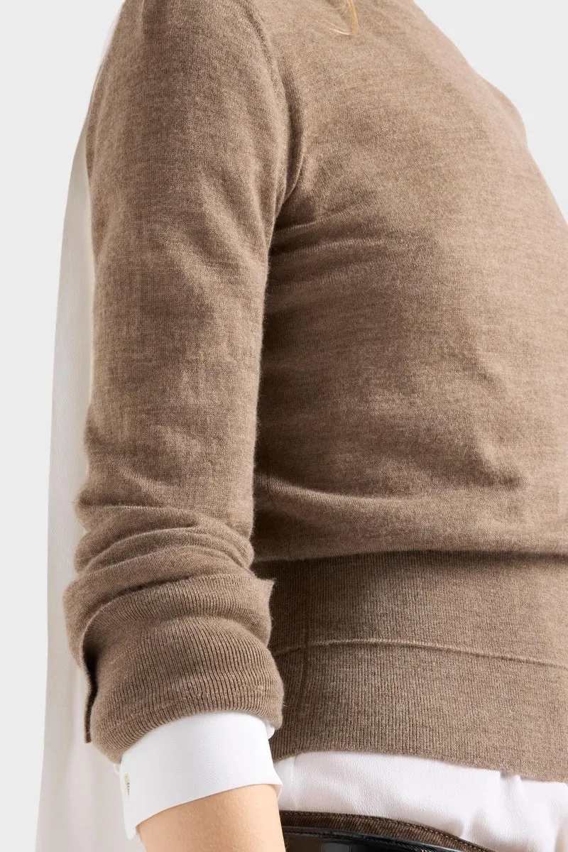 DOUBLE RIB CREWNECK SWEATER in Cashmere Sandcastle
