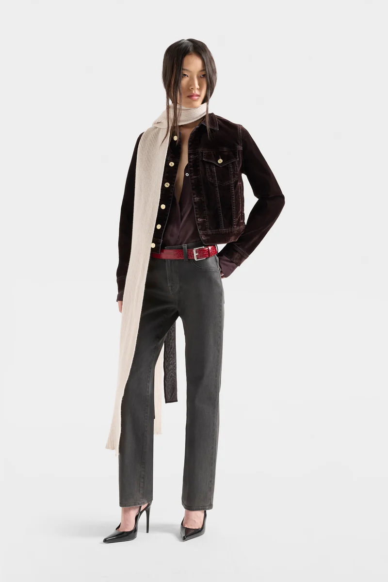 CALIE STRAIGHT in Coated Denim Grey