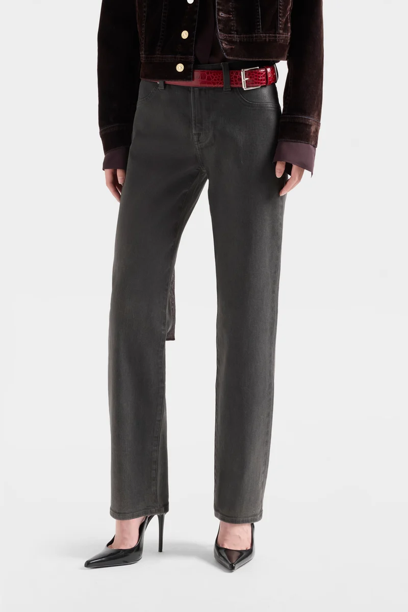 CALIE STRAIGHT in Coated Denim Grey