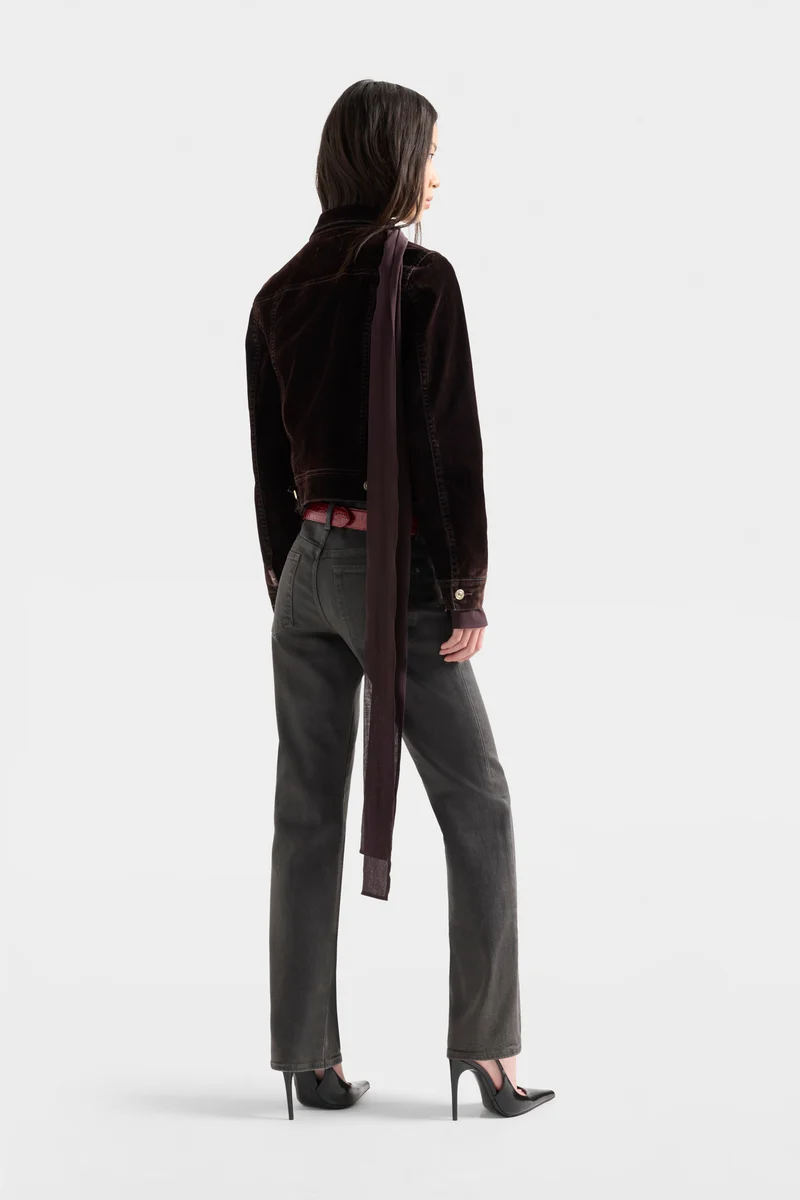 CALIE STRAIGHT in Coated Denim Grey