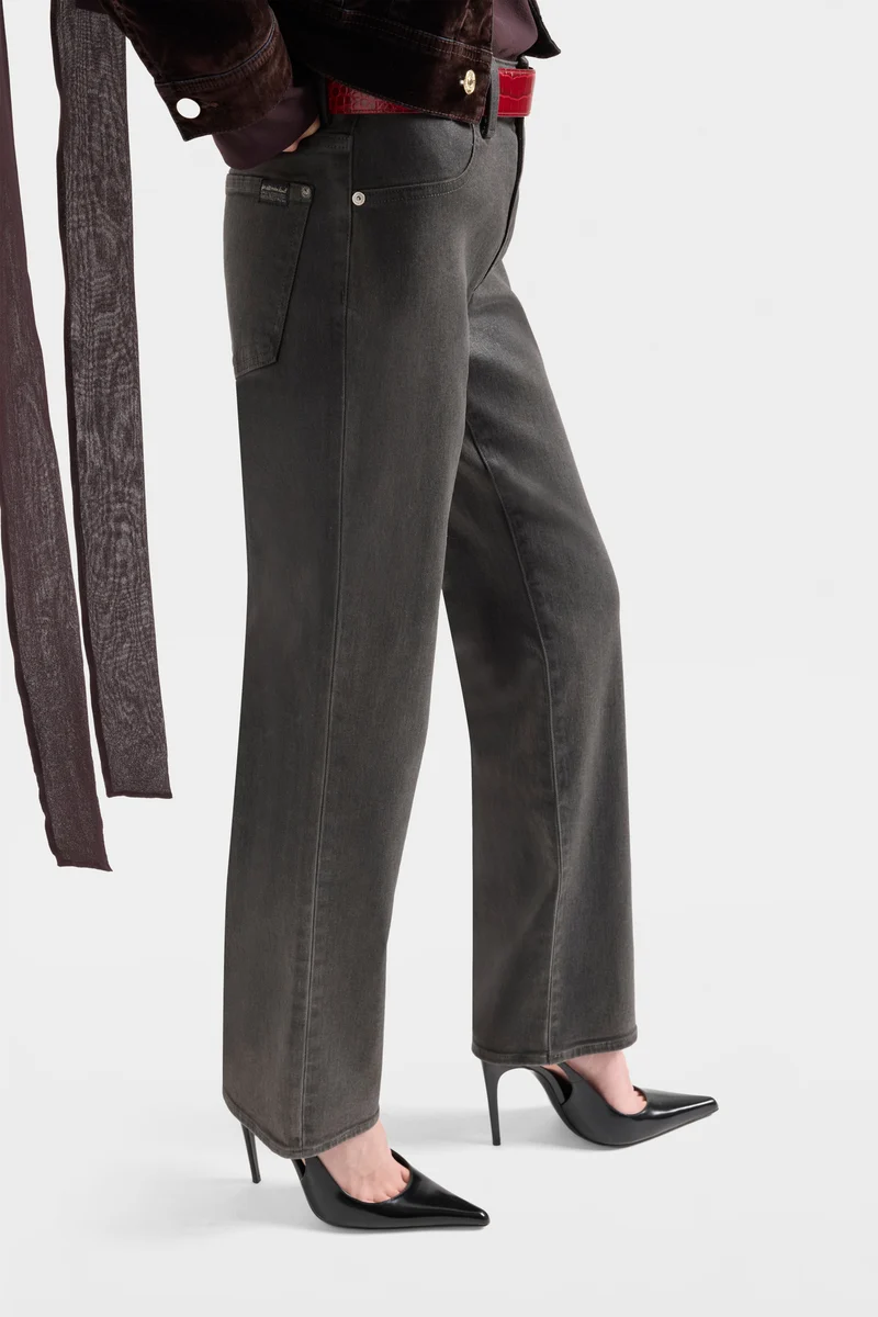 CALIE STRAIGHT in Coated Denim Grey
