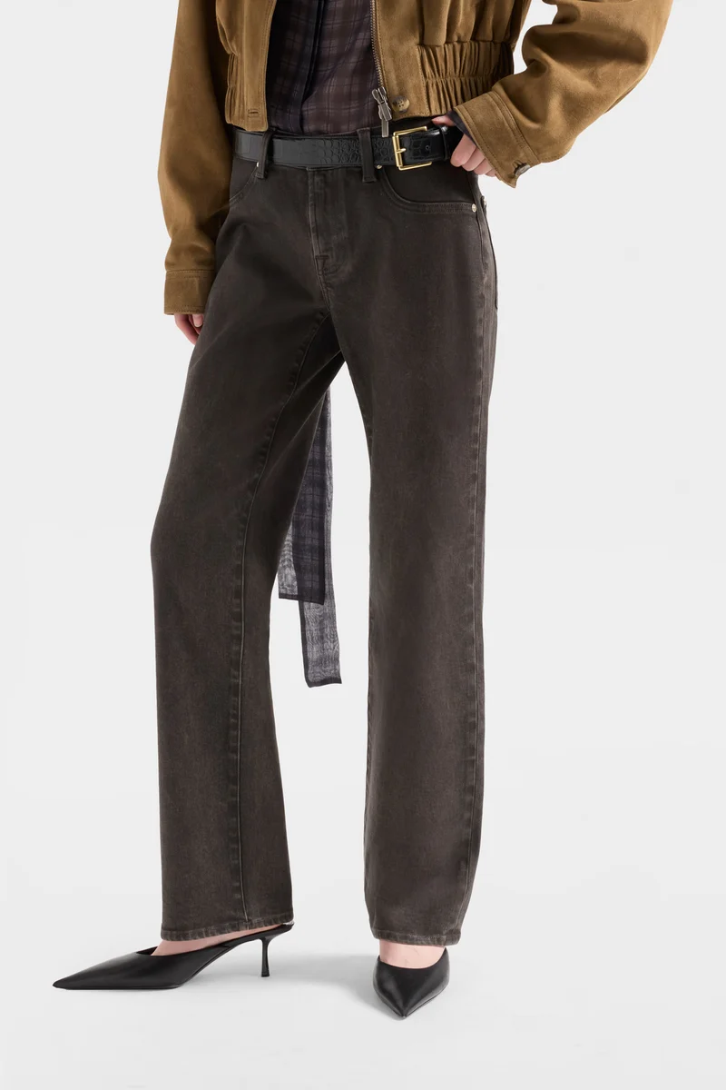 CALIE STRAIGHT in Coated Denim Brown