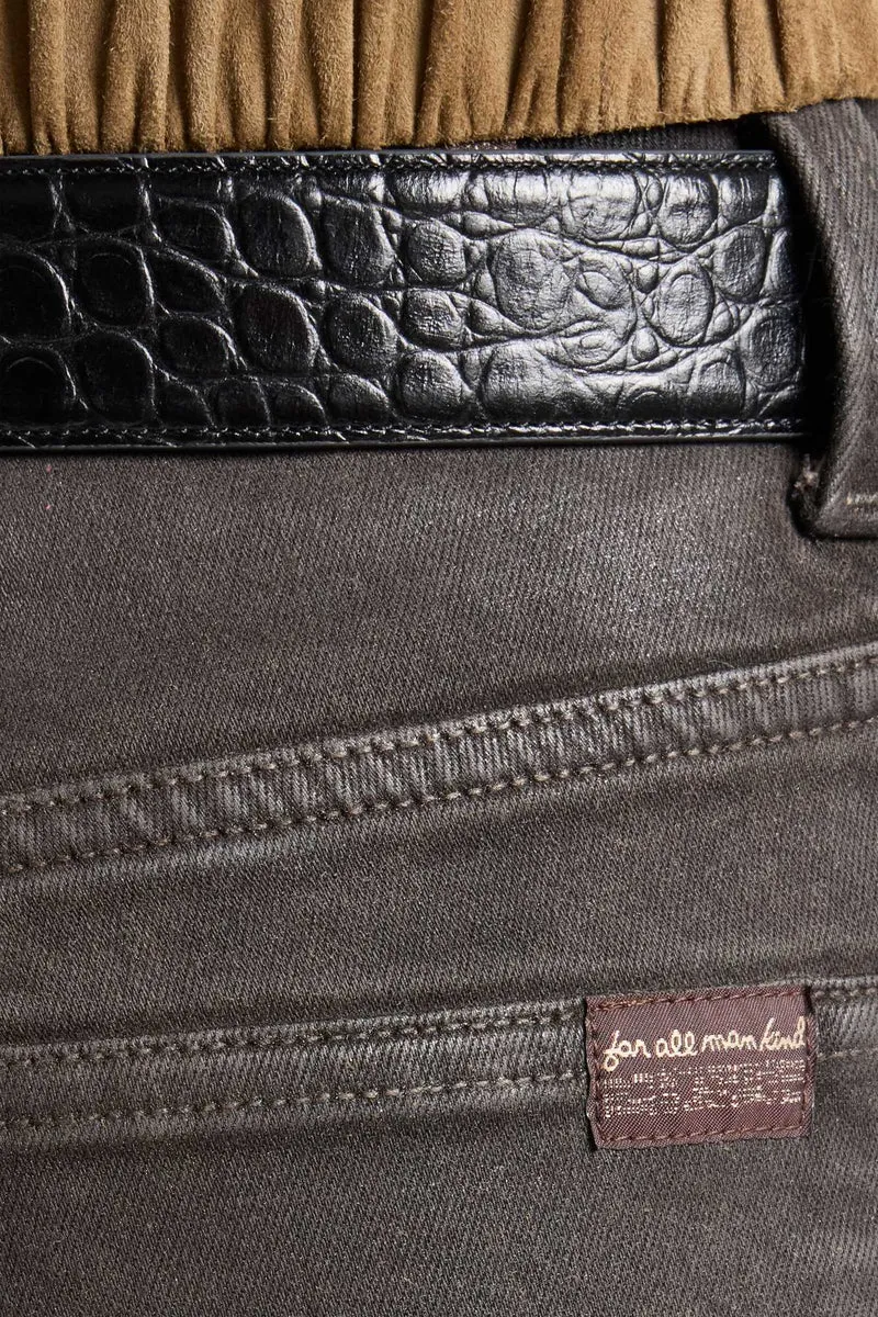 CALIE STRAIGHT in Coated Denim Brown