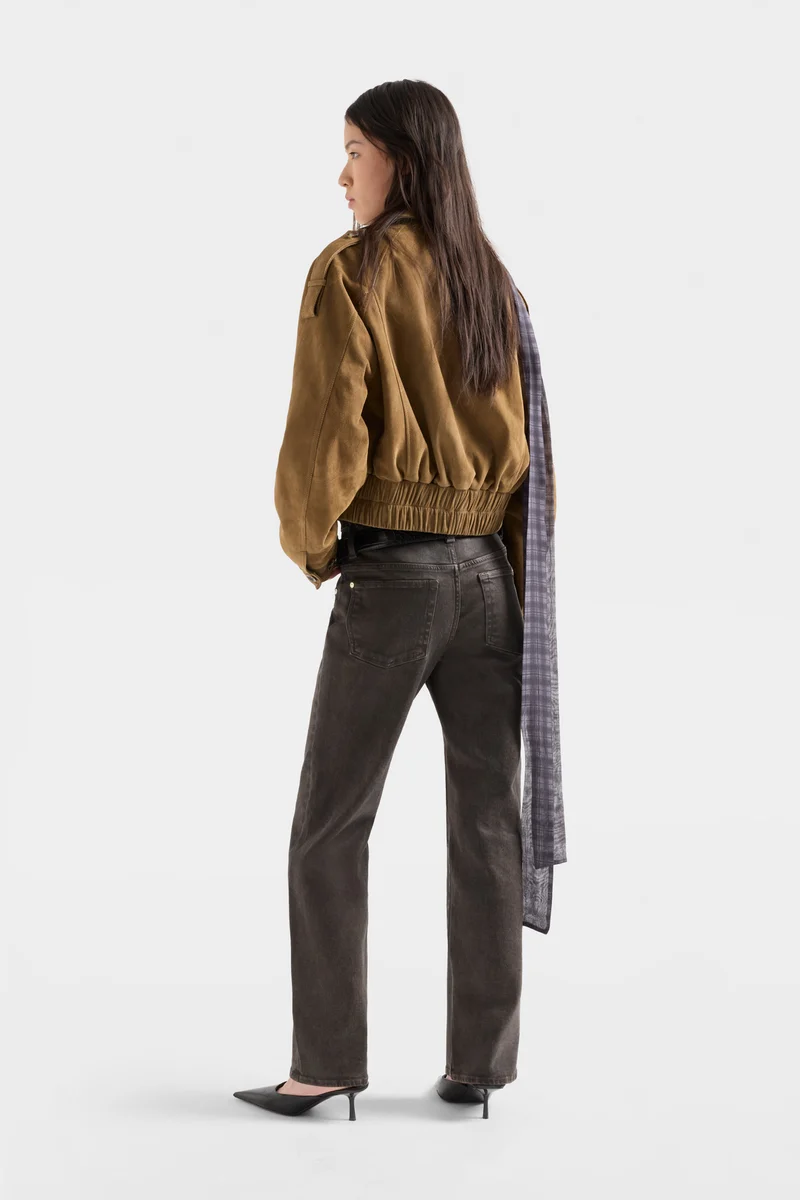 CALIE STRAIGHT in Coated Denim Brown
