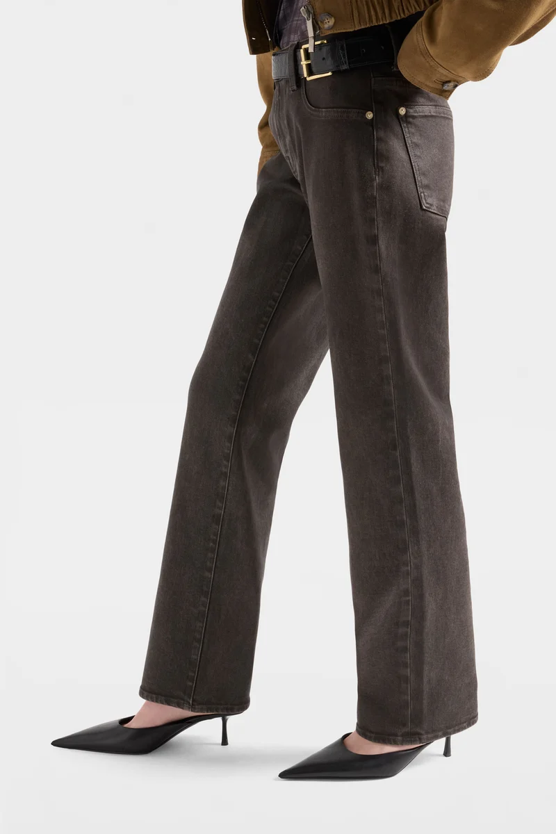 CALIE STRAIGHT in Coated Denim Brown